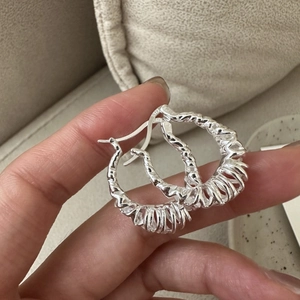 925 Sterling Silver Twisted Hoop Earrings For Women Minimalist Geometric Irregular Line Design High Quality Jewelry Gift