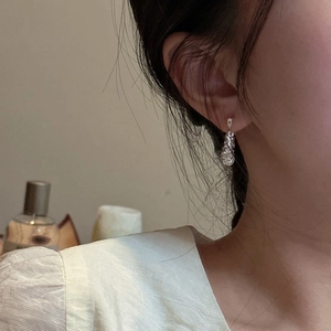 S925 sterling silver multi-layer textured hoop earrings for women with spiral design