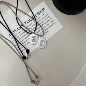 Collier en Argent Sterling 925 Zirconia Pour Femmes Minimaliste Mat Pendentif Ovale Elégant Style Coréen Bijoux de Mode Accessoire