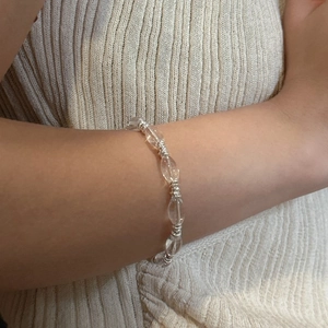 Bracelet minimaliste en argent sterling S925 avec perles de cristal pour femmes