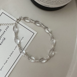 Bracelet minimaliste en argent 925 avec perles en cristal clair et chaîne ajustable