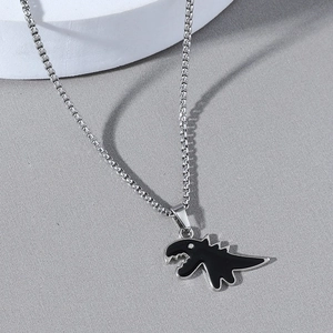 Collana con Ciondolo a Forma di Dinosauro in Acciaio Inossidabile e Lega Minimalista per Uomo Donna Catena Box Smaltata Gioielli Animali