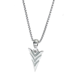 Collier avec pendentif pointe de flèche lumineuse argenté vintage et chaîne box