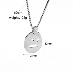 Detailed specs of the stainless steel ghost face pendant and 60cm box chain