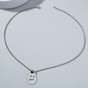 Hip hop stainless steel box chain necklace with a ghost face pendant in silver finish
