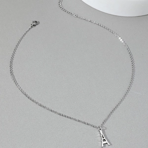 Polished stainless steel Eiffel Tower pendant necklace with minimalist silver chain link