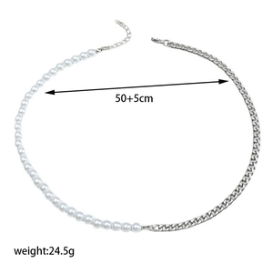 Details zur Länge von 50+5cm und 24,5g Gewicht der Perlen- und Panzerkette Halskette