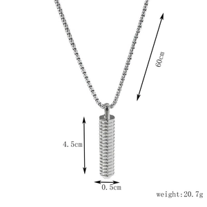 Dimensioni dettagliate del ciondolo quadrato in acciaio inox e catena a scatola da 60cm