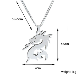 Größentabelle für Drachenanhänger mit 55+5cm Kette und 4,5x4cm Abmessungen im Detail