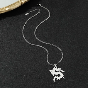 Halskette mit Drachen-Anhänger aus Silber im Hip-Hop-Retro-Stil mit S925 Stempelung
