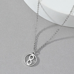 Minimalist Stainless Steel Infinity Symbol Circle Pendant Necklace For Men Women Silver Geometric Round Hollow Necklace Jewelry Gift
