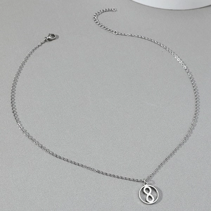 Minimalist silver hourglass pendant necklace with infinity symbol on O-chain link