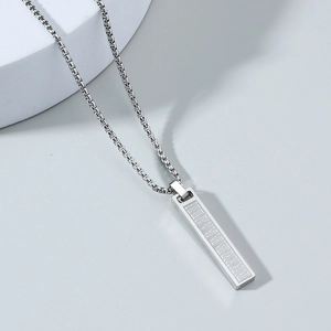 Men's Minimalist Stainless Steel Square Pillar Pendant Necklace Personalized Roman Numeral Bar Charm Chain Necklace Jewelry Gift