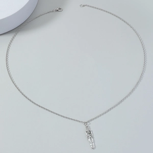 Gothic Punk Skeleton Pendant Necklace Men Retro Silver Tone Alloy Human Bone Chain For Rock Hip Hop Party Jewelry Gift