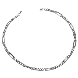 Collana da uomo in lega d'argento con maglie rettangolari e catena cubana dal design moderno