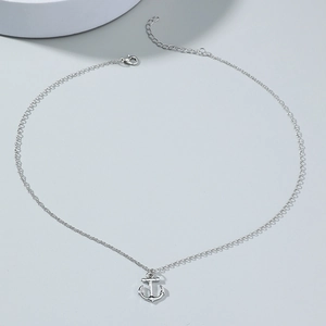 Nautical Anchor Pendant Necklace For Men Women Silver Plated Alloy Marine Style Jewelry Versatile Adjustable Chain
