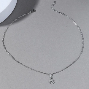 Collana da uomo in acciaio inossidabile argento con ciondolo ad ancora e timone, catena a O