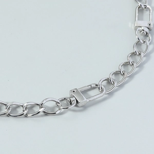 Collana a catena in acciaio inossidabile argento con chiusura a moschettone piatta