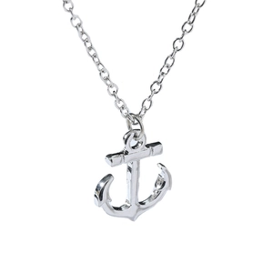 Minimalist silver nautical anchor pendant necklace with classic link chain for men