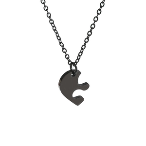 Collier avec pendentif puzzle coeur noir minimaliste pour couples avec chaîne style O