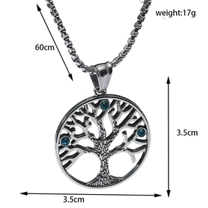 Détails du pendentif Arbre de Vie de 3,5 cm avec dimensions et chaîne de 60 cm