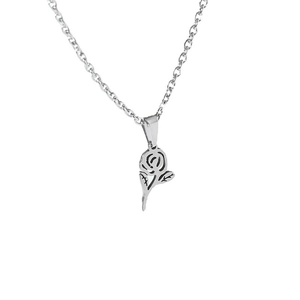Minimalist stainless steel rose hollow pendant with classic O-chain link for men