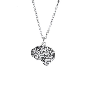 Collier avec pendentif cerveau humain en acier inoxydable sur chaîne à maillons