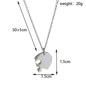 Dimensions détaillées du pendentif puzzle cœur avec chaîne en acier de 50+5cm