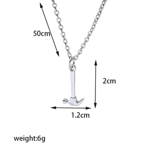 Detailed view of silver hammer pendant showing 50cm chain length and 2cm size