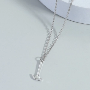 Minimalist silver hammer pendant necklace for men with polished cross chain design