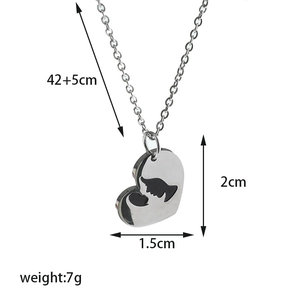 Paramètres de taille détaillés du collier cœur mère-enfant indiquant la longueur de 42+5 cm