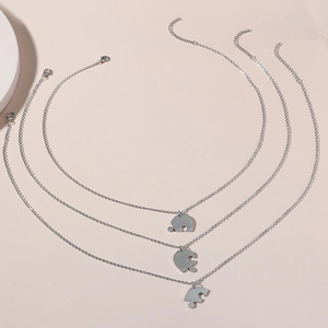 Ensemble de trois colliers avec pendentifs puzzle en acier inoxydable pour couples