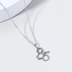 Science Dopamine Molecule Pendant Necklace Stainless Steel Minimalist Chemistry Structure Jewelry For Men Women Daily Wear