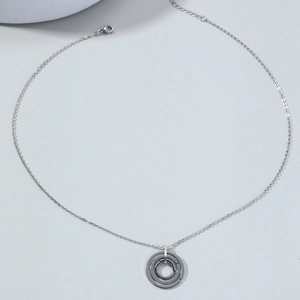 Stainless Steel Concentric Ring Pendant Necklace Geometric Minimalist Jewelry For Men Women Modern Industrial Style