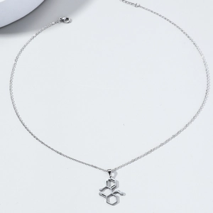 Polished silver chemical structure molecule pendant necklace made of durable titanium steel