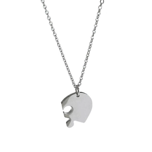 Collier avec pendentif pièce de puzzle en acier titane poli argenté pour couples