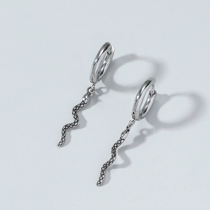 Punk Gothik Legierung Schlange Ohrhänger Für Damen Silberton Gravierte Schlange Dangle Hoop Ohrringe Hip Hop Schmuck Geschenk