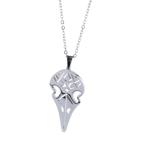 Collier avec pendentif crâne d'oiseau évidé en argent au design minimaliste