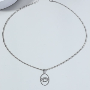 Collier avec pendentif Œil de Horus en argent avec chaîne réglable en acier