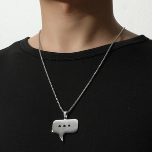 Hip Hop Edelstahl Chat Blase Anhänger Halskette Für Damen Herren Silber Minimalistisch Tippen Symbol Schmuck Party Geschenk