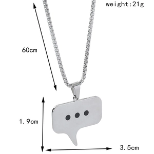 Detailansicht des Sprechblasenanhängers mit Maßen 3,5 cm x 1,9 cm und Vierkant-Boxkette