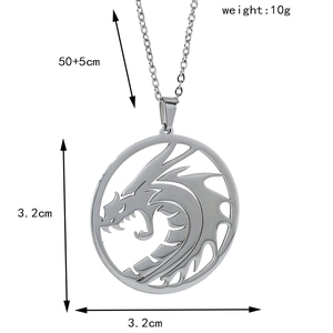 Details zu Drachenanhänger aus Edelstahl mit 3,2 cm Durchmesser und 50 cm Kettenlänge