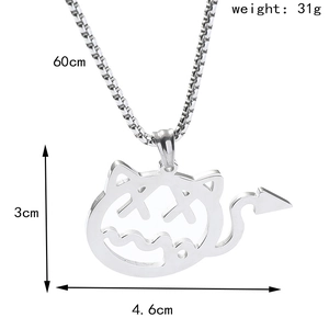 Spécifications de taille pour pendentif chat diable avec chaîne inox de 60cm en argent