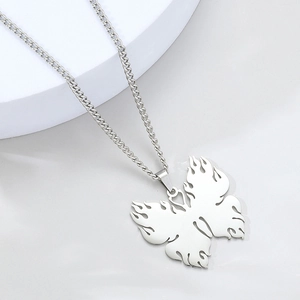 Collier Pendentif Papillon Flamme Gothique Acier Inoxydable Creux Punk Hip Hop Bijoux Cadeau Pour Hommes Femmes Couleur Acier