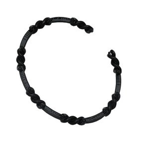 Minimalist black twisted spiral headband with small bead accents for women and men