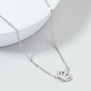 Minimalist Stainless Steel Crown Pendant Necklace Unisex Fashion Versatile Jewelry Neck Accessory Hollow Plain Finish