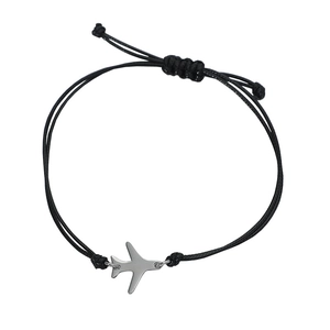 Bracelet Minimaliste en Corde Tressée avec Charme Avion en Acier Inoxydable pour Hommes Femmes Bijoux de Voyage Polis Ajustables Cadeau