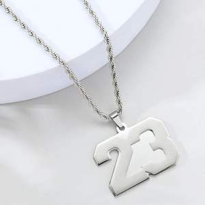 Stainless Steel Hip Hop Number Pendant Necklace For Men Women Athletic Streetwear Rope Chain Fashion Jewelry