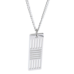 Collier hiphop moderne avec pendentif rectangulaire creux géométrique argenté et chaîne