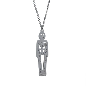 Gothic Edelstahl Skelett Anhänger Halskette Hohle Menschliche Knochen Halskette Trendy Halloween Punk Schmuck Für Damen Herren